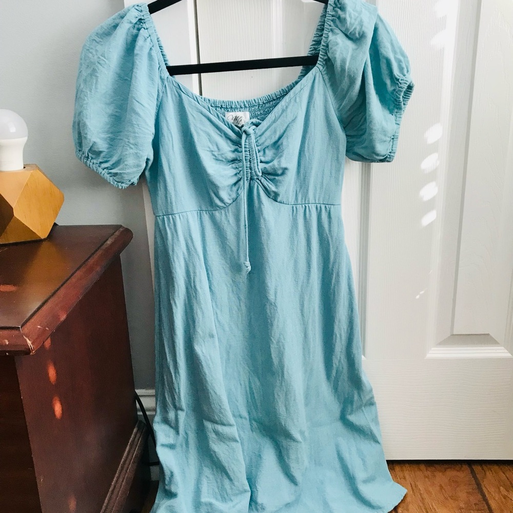 Japna Blue Puff Sleeve Midi Sundress
